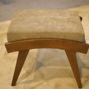 Scandinavian armchair and two 1960s ottomans.