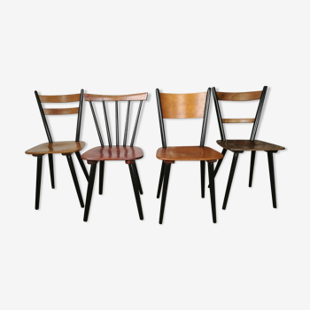 4 mismatched Scandinavian chairs with bars