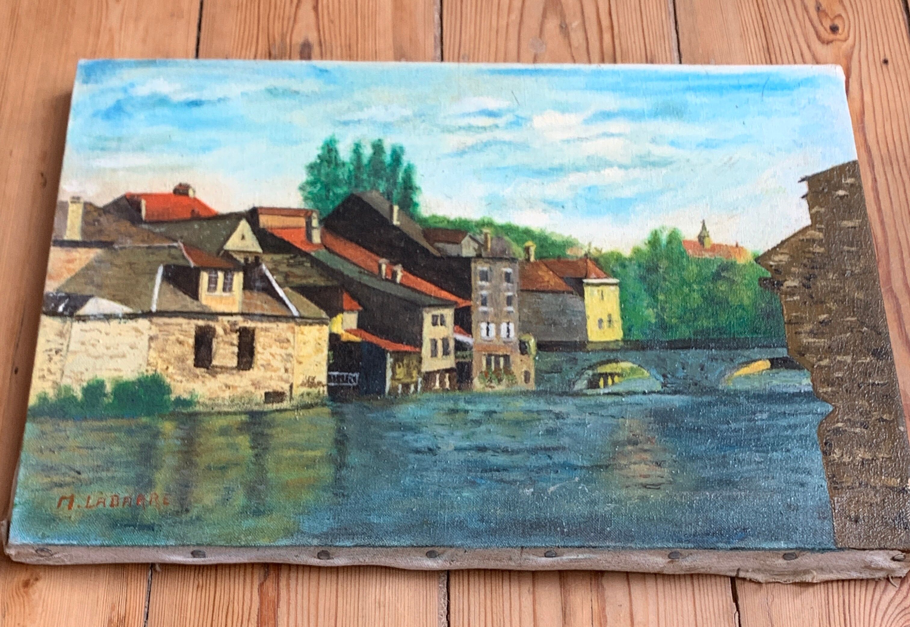 French school, 20th century: oil on canvas, Ornans, the village of Gustave Courbet - Jura