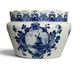 Delft, decorative pot planter with boat and windmill design from the early 20th century.
