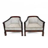 19th Century Biedermeier Mahogany Feather Two Armchairs and Sofa, Vienna