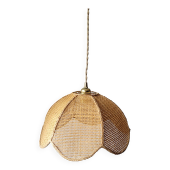 Rabane and rattan pendant light