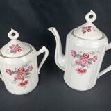 Art Deco, Porcelain jug and sugar bowl with flower decoration circa 1930