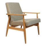 Fauteuil Vintage Gris Clair Design Scandinave Revêtement Laine
