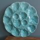 Turquoise barbotine oyster dish Gien France