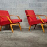 Pair of armchairs red Mier Topolcany 1960