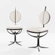 Set of 6 brutalist wrought iron and alcantara chairs from 1990.
