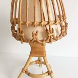 Midcentury Bamboo and Rattan Table Lamp, Attributed to Louis Sognot