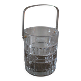 Vintage glass ice bucket with metal handle