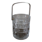 Seau à glace en verre vintage anse métal