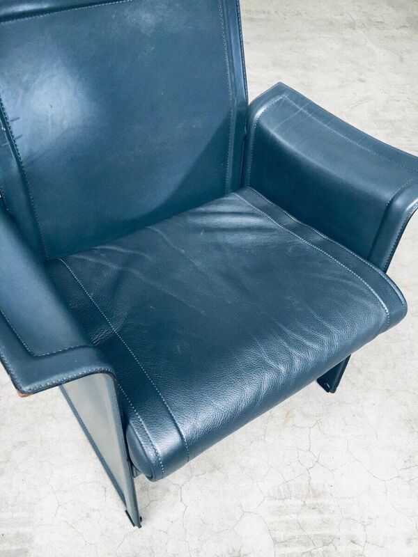 Postmodern Korium KM1 Leather Armchair by Tito Agnoli for Matteo Grassi, Italy, 1980s