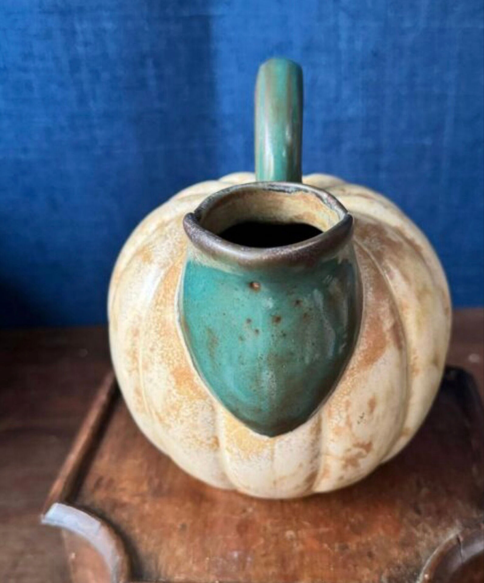 Rare "pumpkin" pitcher by Louis Lourioux. Art Nouveau period.