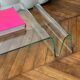 Vintage coffee table in curved corrugated tempered glass minimalist design