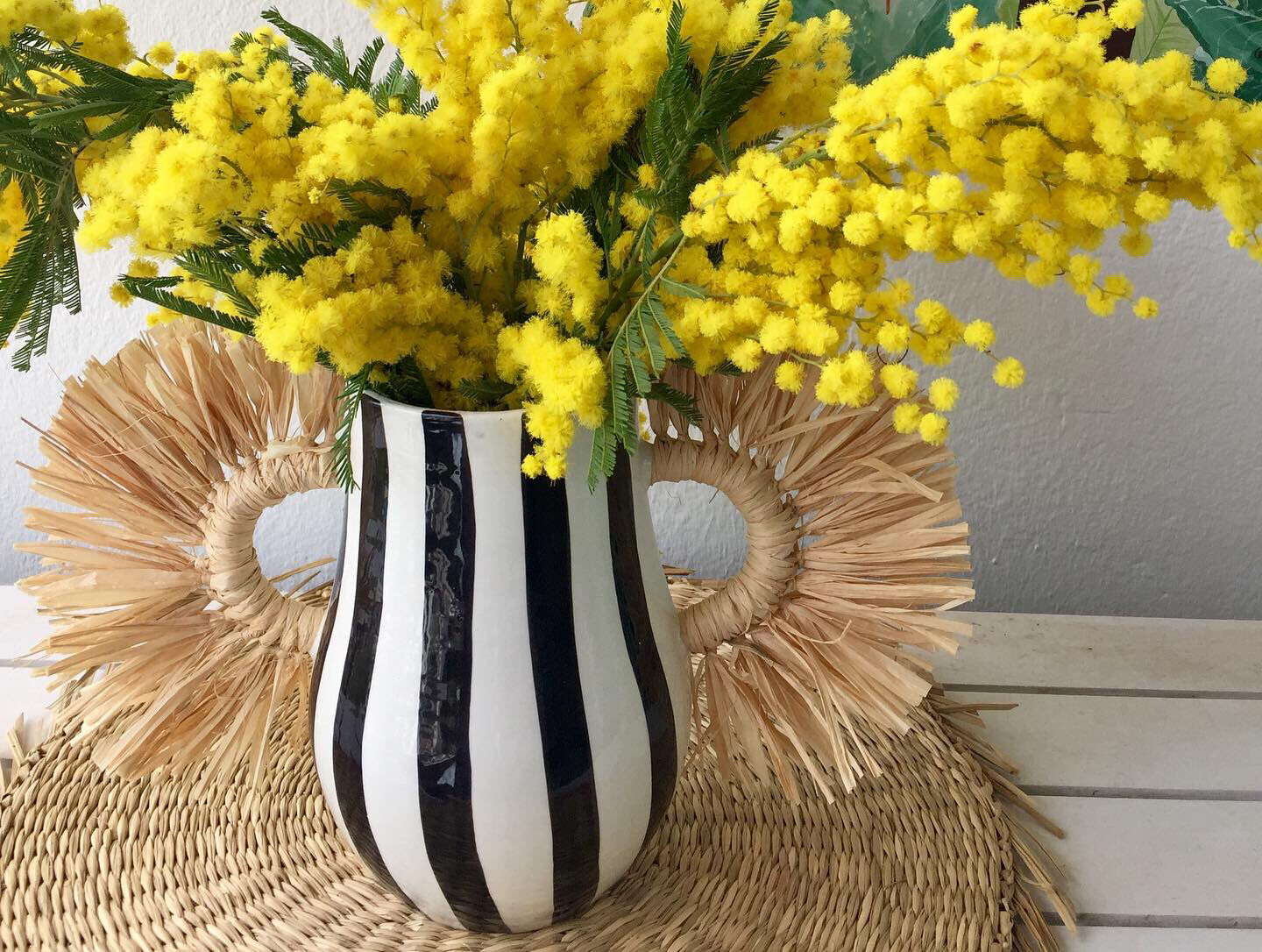 Black and white amphora vase