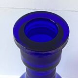 Atypique Gros Vase Photophore Verre Épais Bleu Cobalt Décoratif Carafe