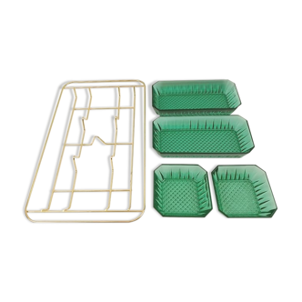 Top 4 compartments vintage support in gold metal