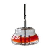 Vintage Murano glass pendant light with orange accent.