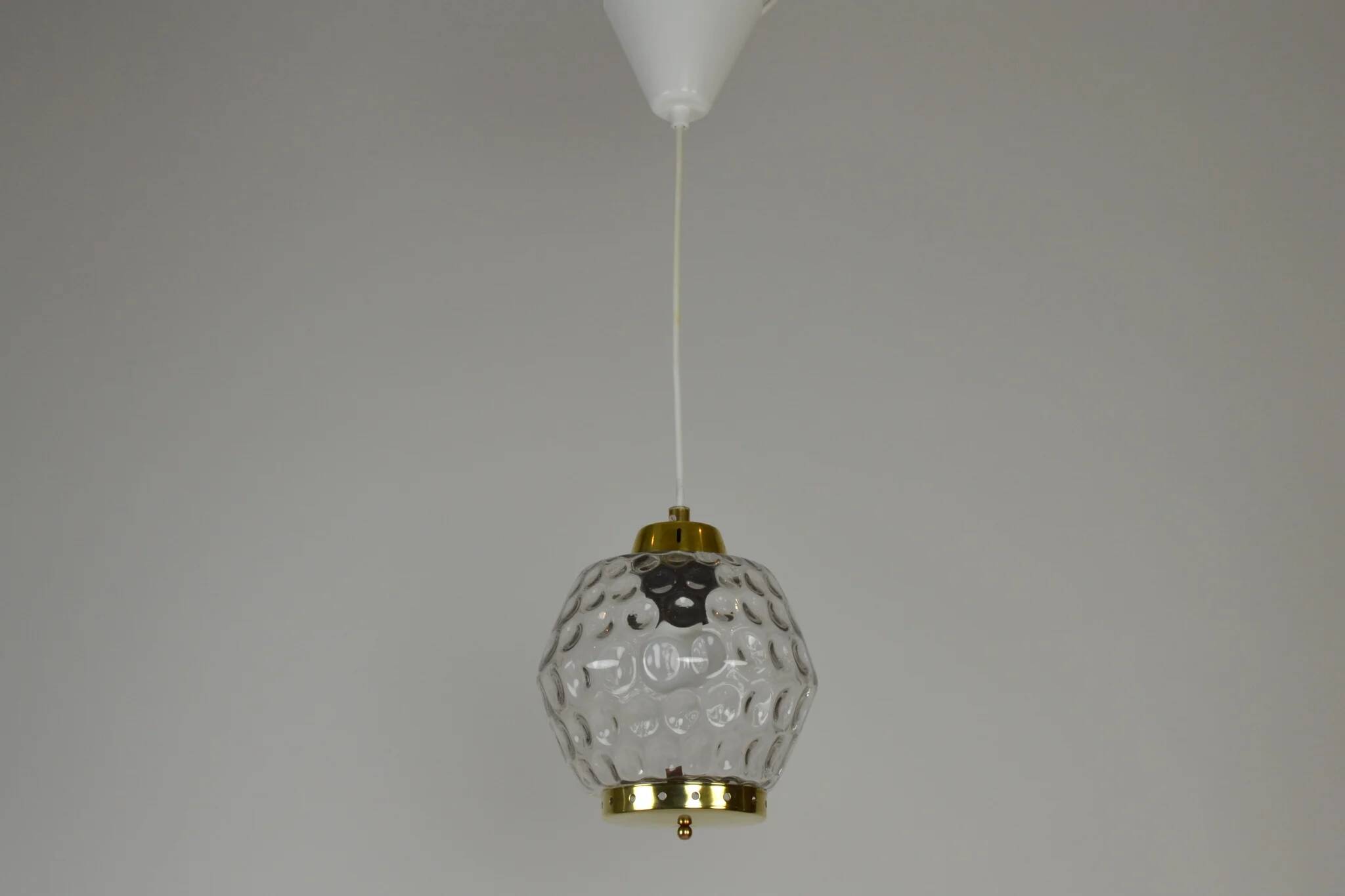 Glass and Brass Pendant Lamp, 1960s, Sweden