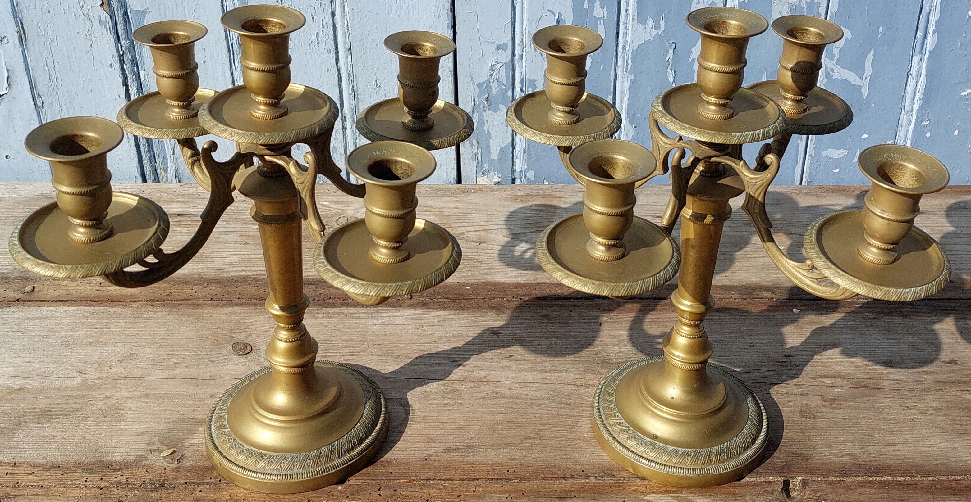 Duo of bronze candlesticks