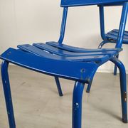 14 blue metal bistro chairs