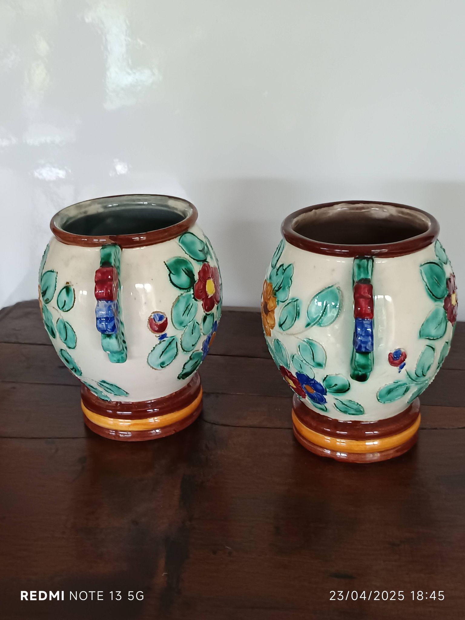 Paire de vases à oreilles Cerart Monaco 1950/1960