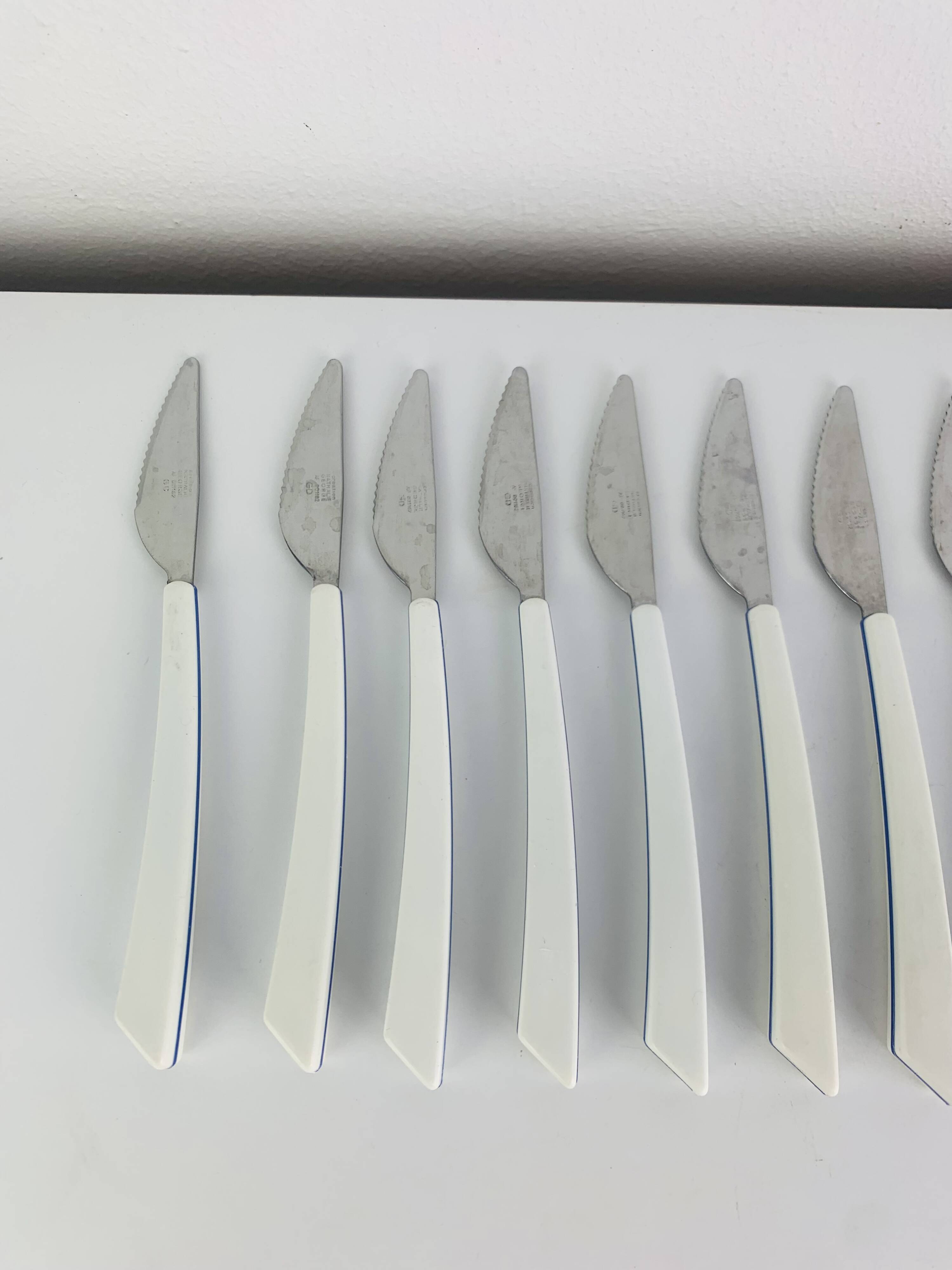 14 knives by Nathalie George for Air France, stainless steel, vintage