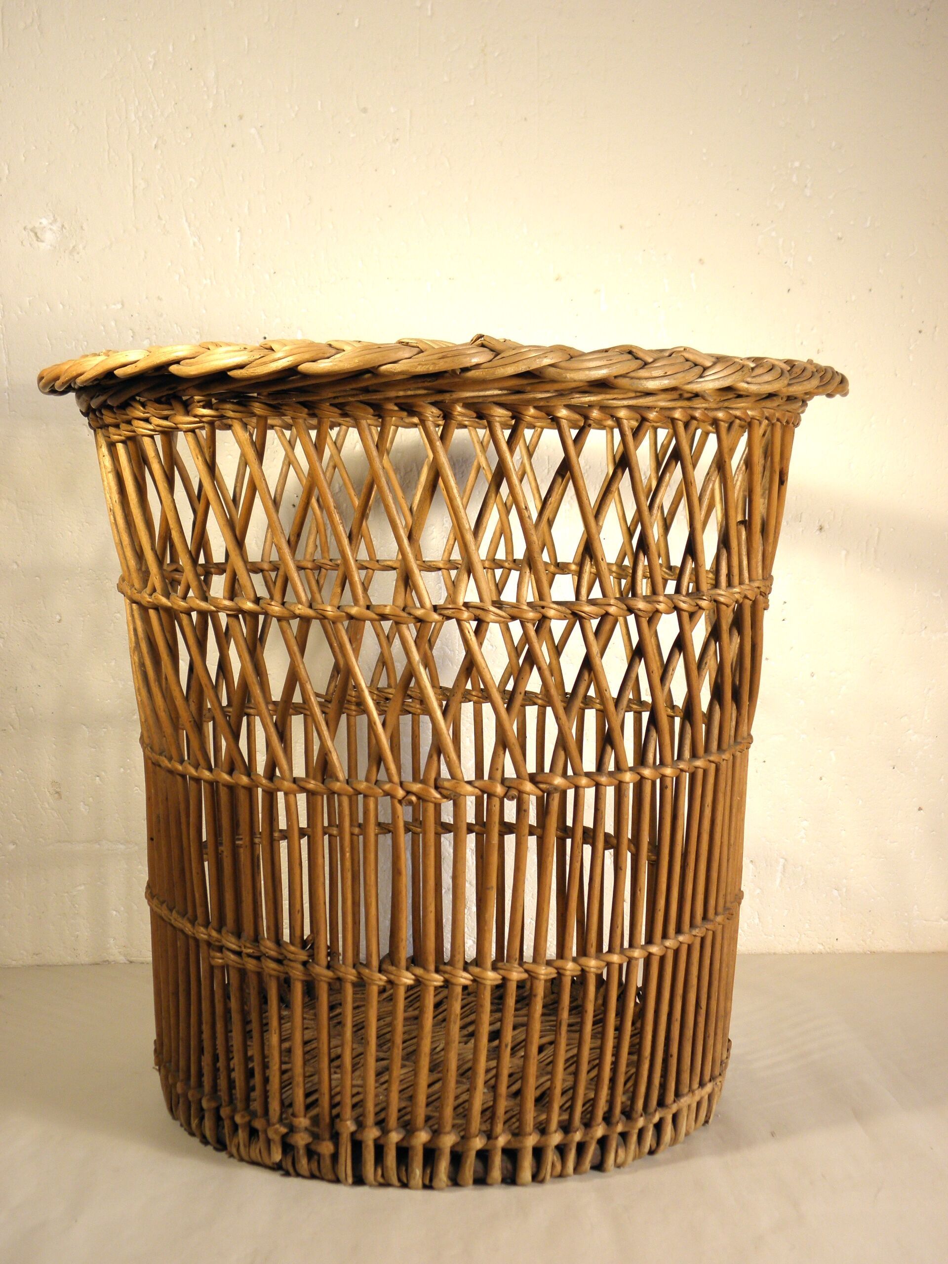 Large wicker wastepaper basket