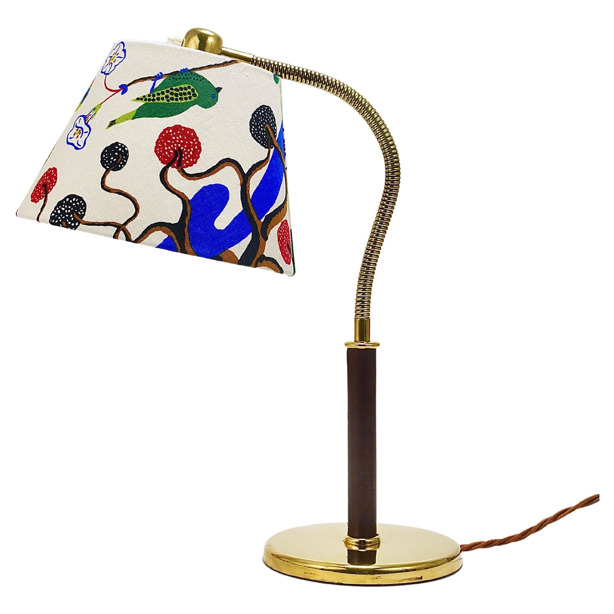 Table Lamp Josef Frank J.T. Kalmar Table Everywhere, Brass & Leather, Austria, 1930