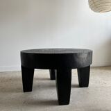 Coffee table en bois massif monoxyle noir