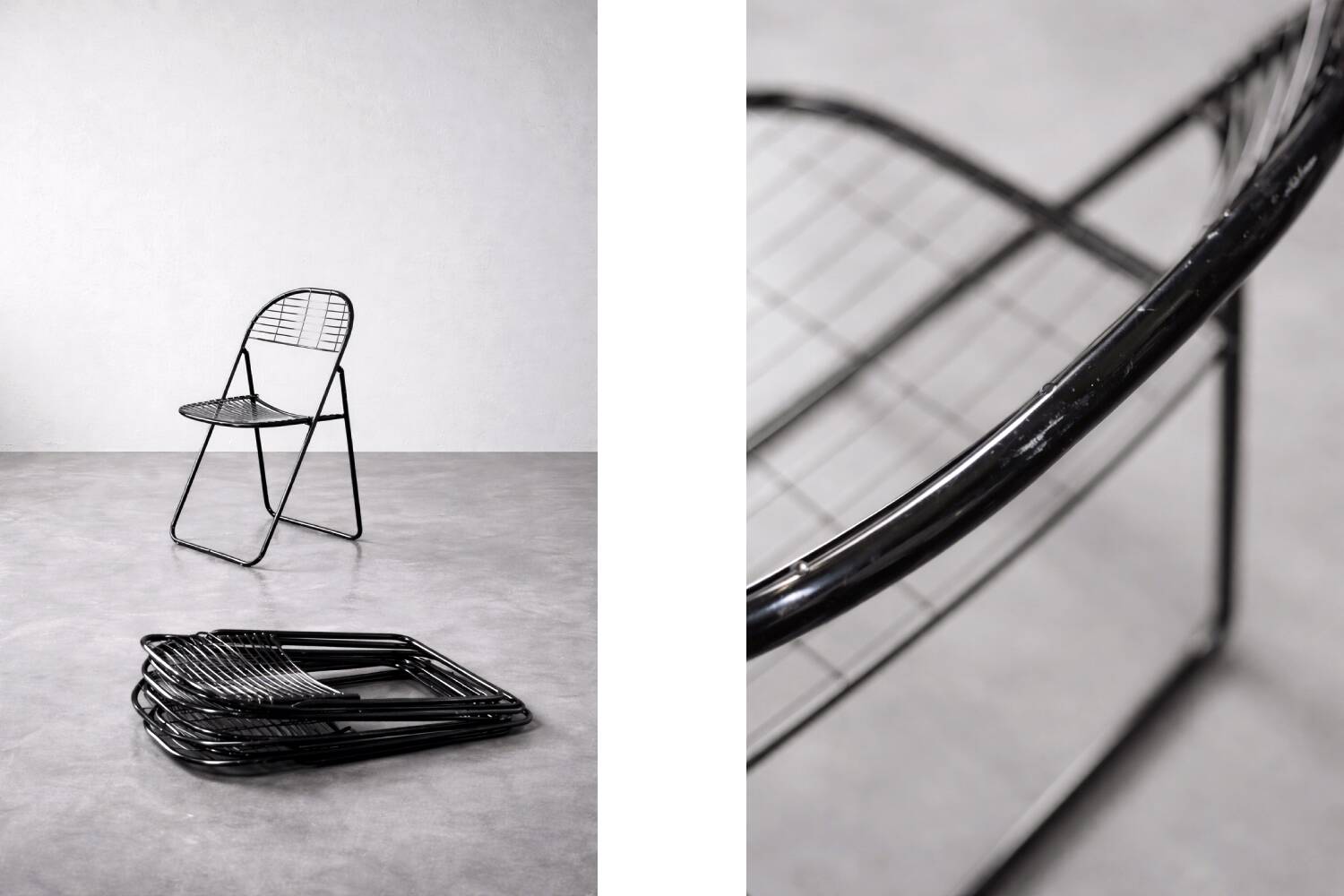 Vintage Mid-Century Modern Minimalist Black Metal Åland Chair from Ikea