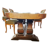 Large antique monastery table in solid oak – exceptional tabletop