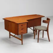 Peter Lovig Nielsen boomerang writing desk teak Lovig Denmark 1960