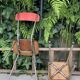 Red Formica chair and stool