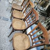 Series of 4 caned bistro chairs circa 1900