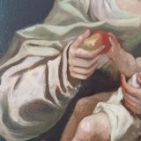 Peinture à l'huile ancienne sur toile, Vierge à l'Enfant, XVIIIe siècle