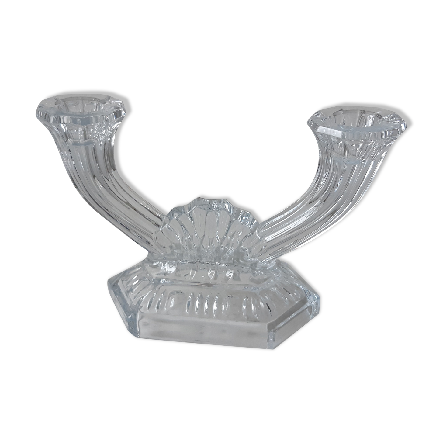 Duo of crystal candle holders 50s