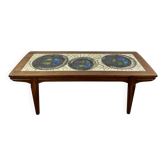 Table basse en teck et faïence de lave par j.belarti 1960