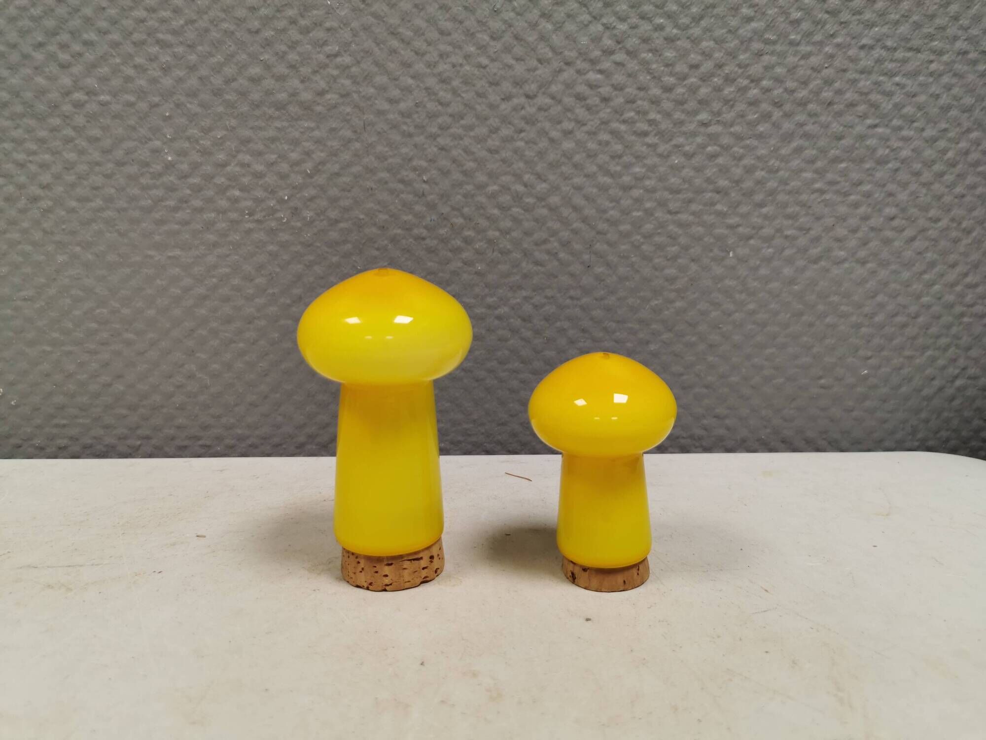 Two Holmegaard ‘Palet’ salt and pepper shakers. Michael Bang, yellow 1960s