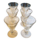 Six art deco glasses