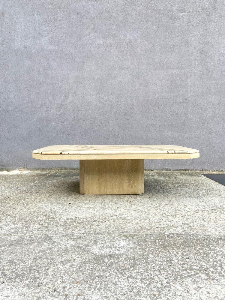 Low table in travertine and onyx 80'