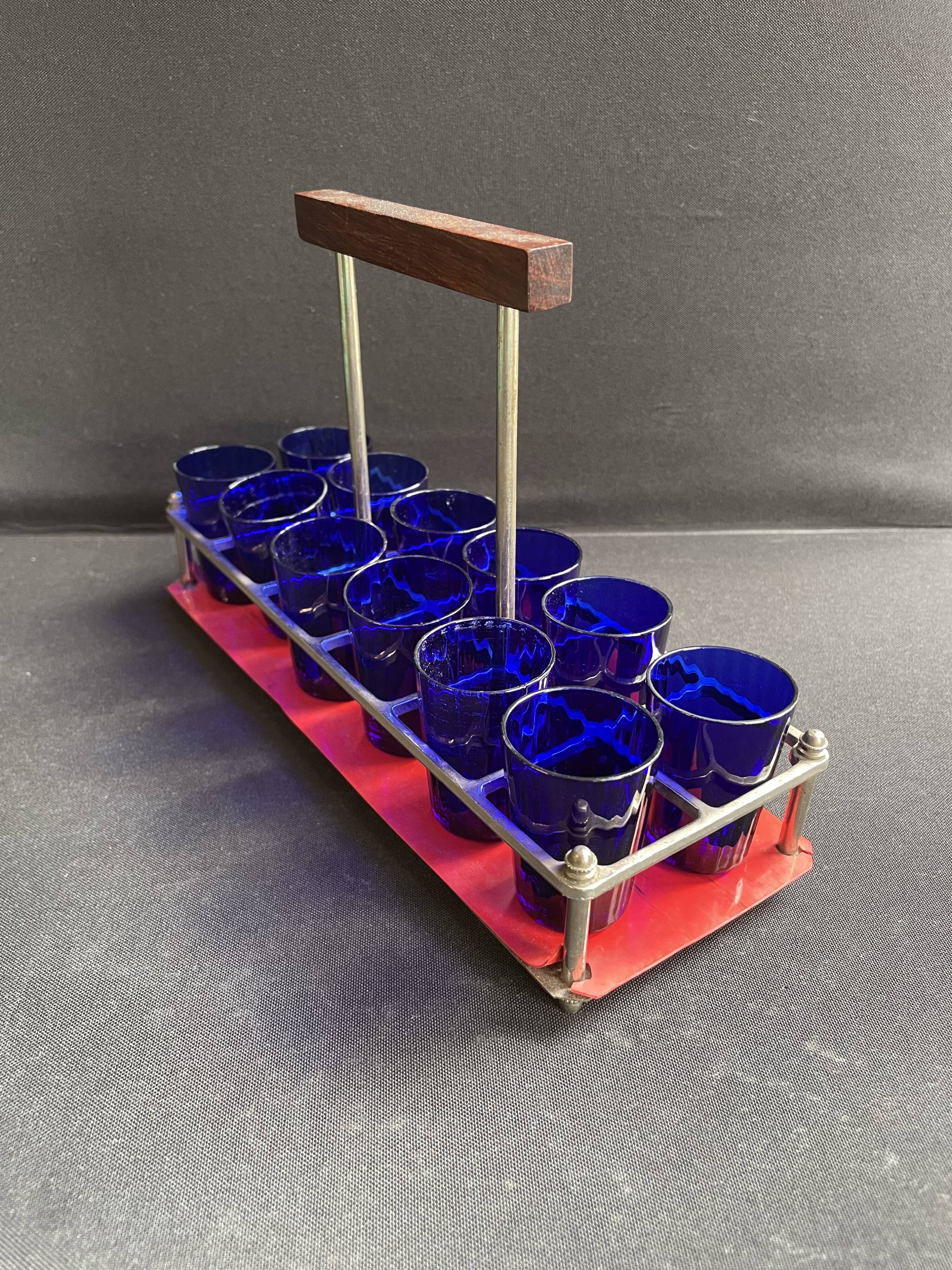 Blue liqueur glass set