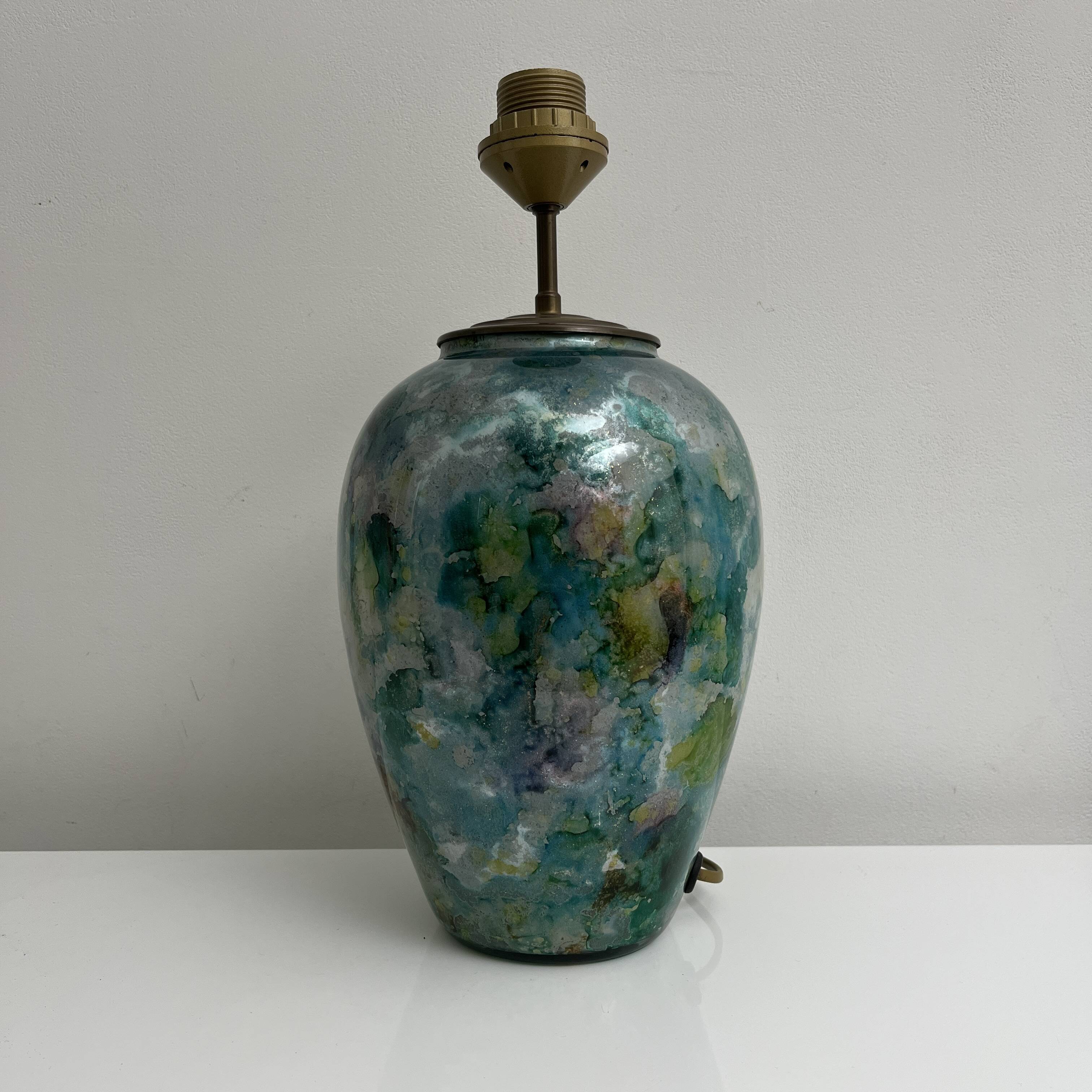 Decorative lamp base fixed under vintage glass Laque Line France