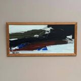 Huile sur panneau suédoise d'époque Mid Century – « Ouragan » par Hans Osswald – Vintage et encadrée – 35 × 74 cm (13,8" × 29,1")