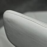 Lounge chair w/ footrest in white leather by alfredo häberli for moroso, italy, c. 2000's
