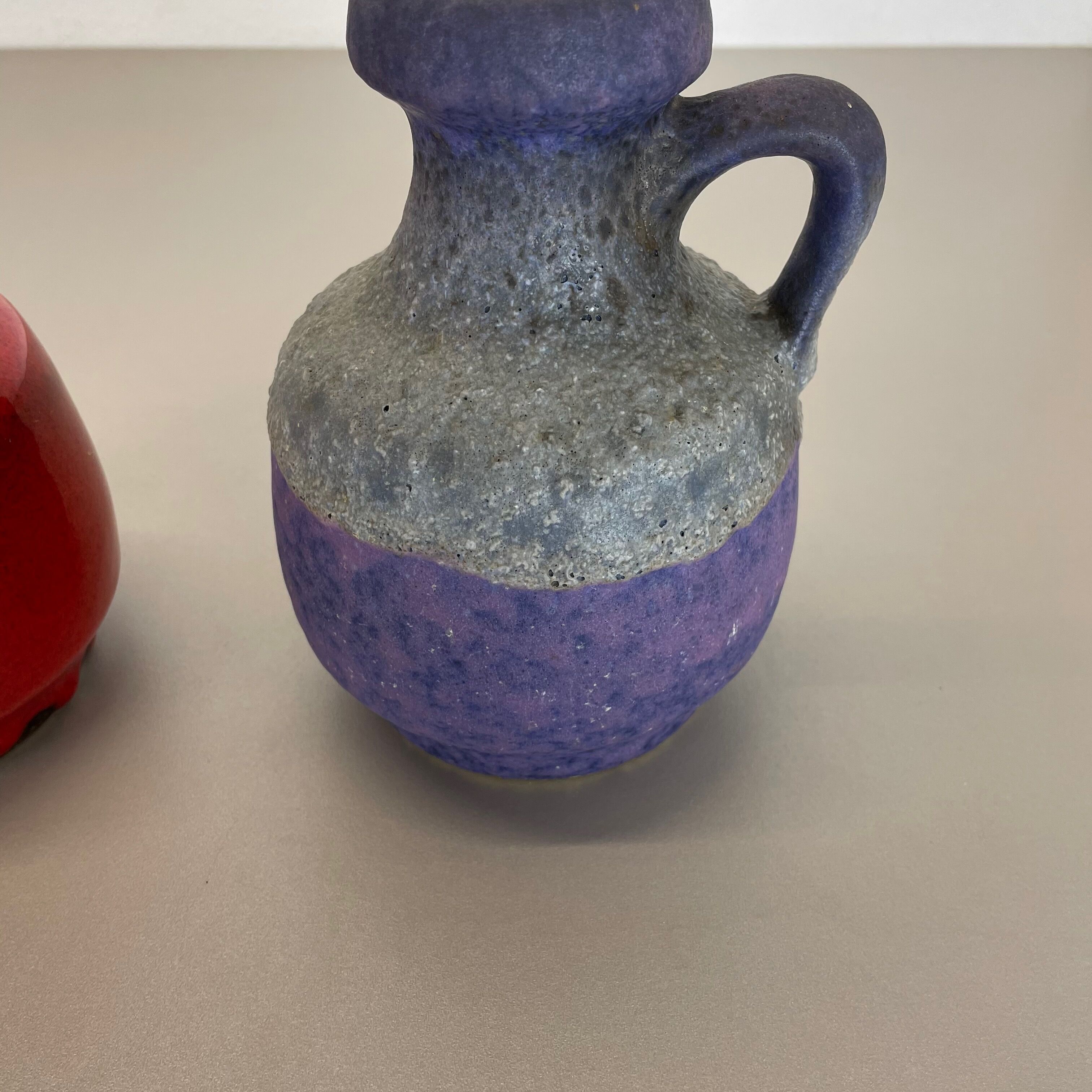 Set of Two Pottery Fat Lava Vases "Purple-Red" by Jopeko, Germany, 1970s