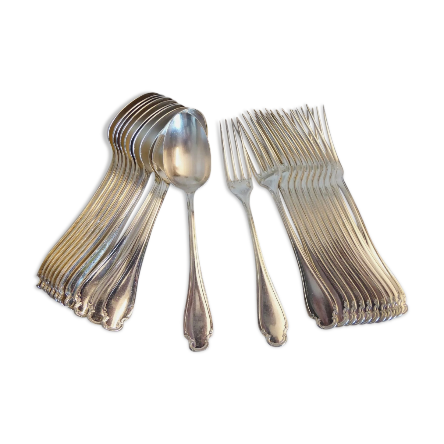 Alfenide Christofle 12 table covers 24p silver metal Model Pompadour