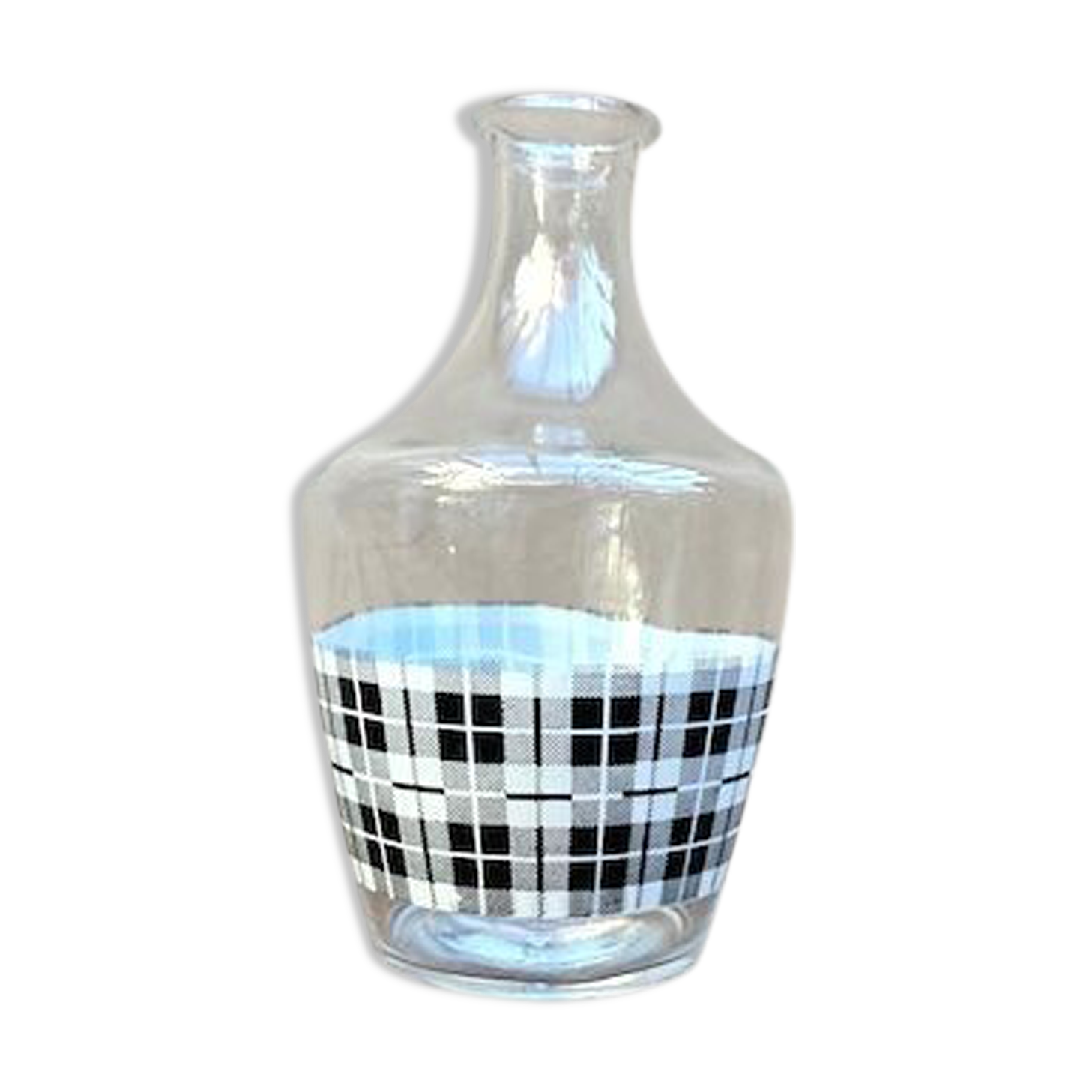 Vintage decanter with black and white tiles