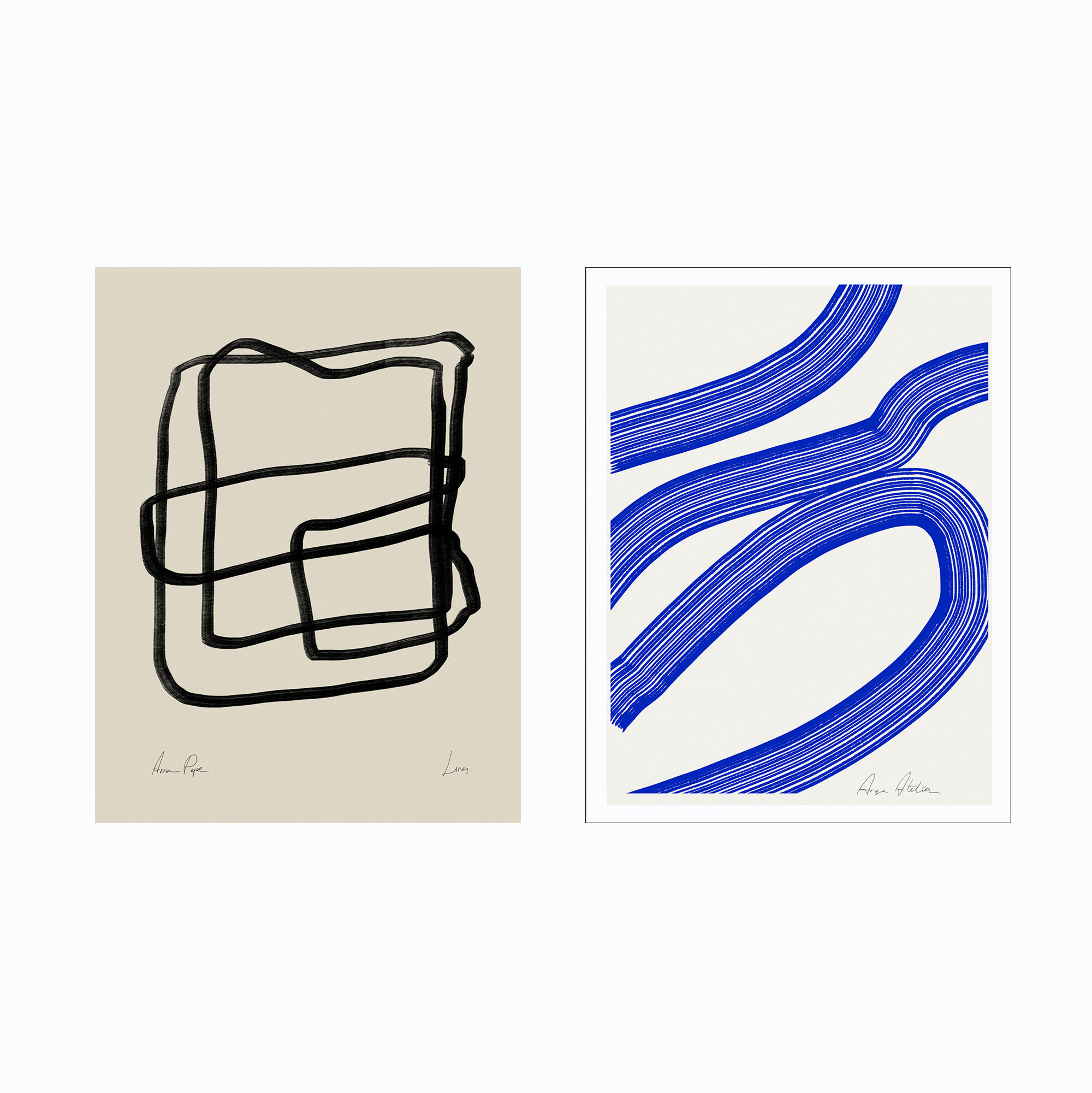 Pair of giclee prints, abstract wall art set of two, 50x70cm