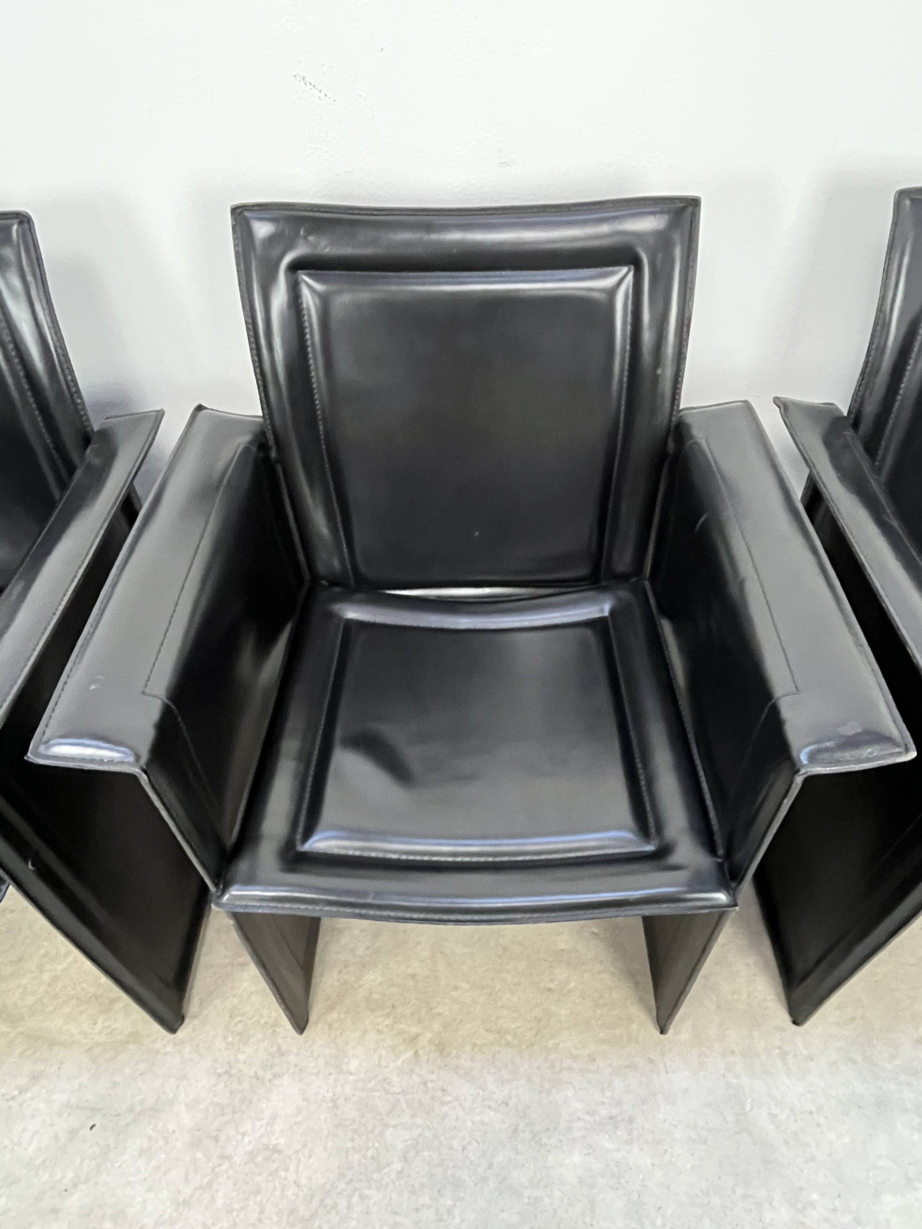 8 style Korium leather chairs in the style of Matteo Grassi