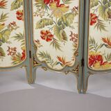 Louis XV style screen with three sheets in molded wood and embroidered fabrics
